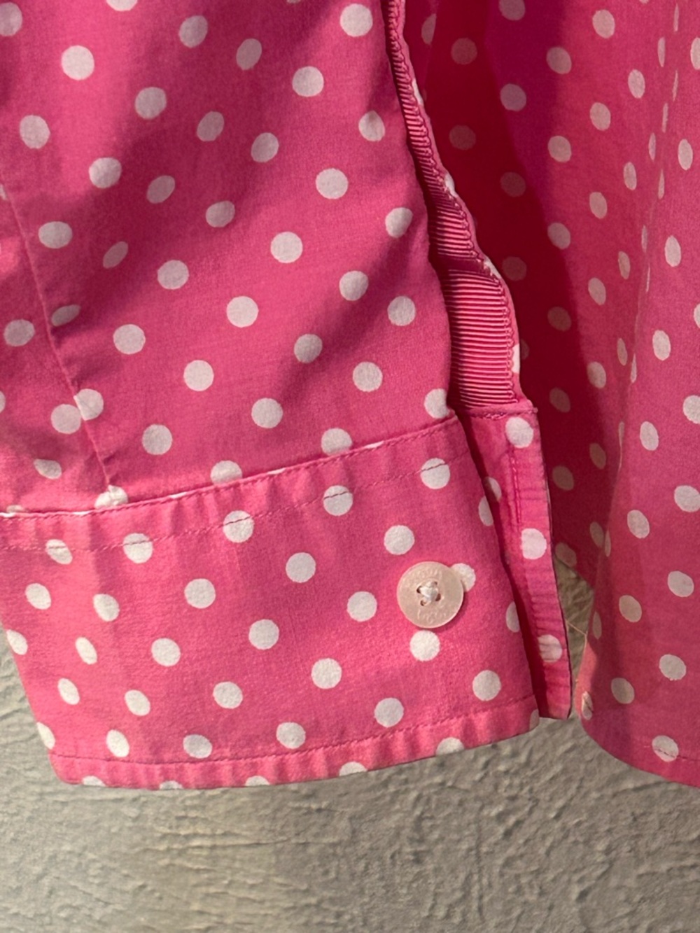 Lilly Pulitzer Pink White Polka Dot Button-Down Shirt Sz 8 - Picture 6 of 6